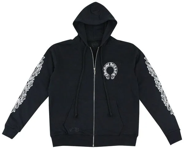Floral Cross Sleeve Zip Up Hoodie