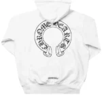 Floral Cross Zip White Hoodie - 1