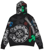Stencil Multicolor Black Hoodie - 1