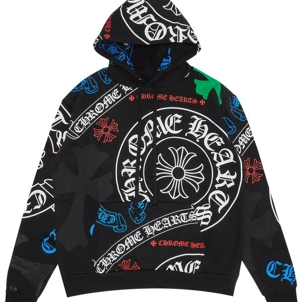 Stencil Multicolor Black Hoodie