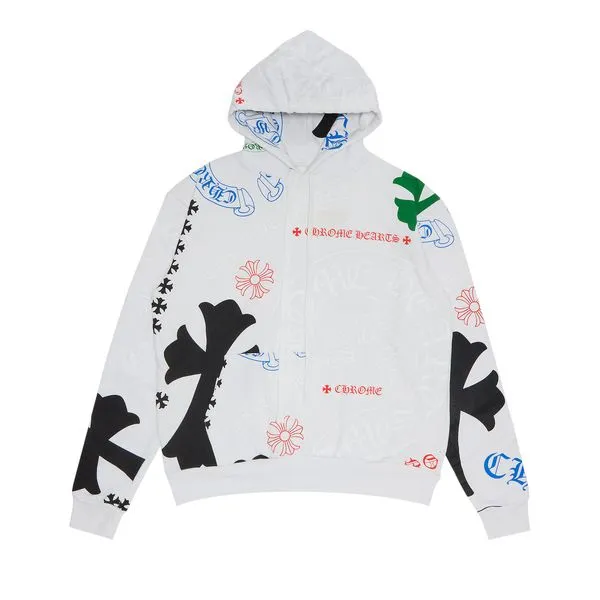 Stencil Multicolor White Hoodie